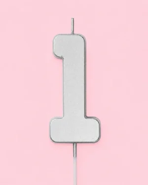 Silver Number Candle